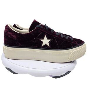 Converse One Star Platform Ox Velvet Sneakers Shoes Dark Sangria Women’s Size 10